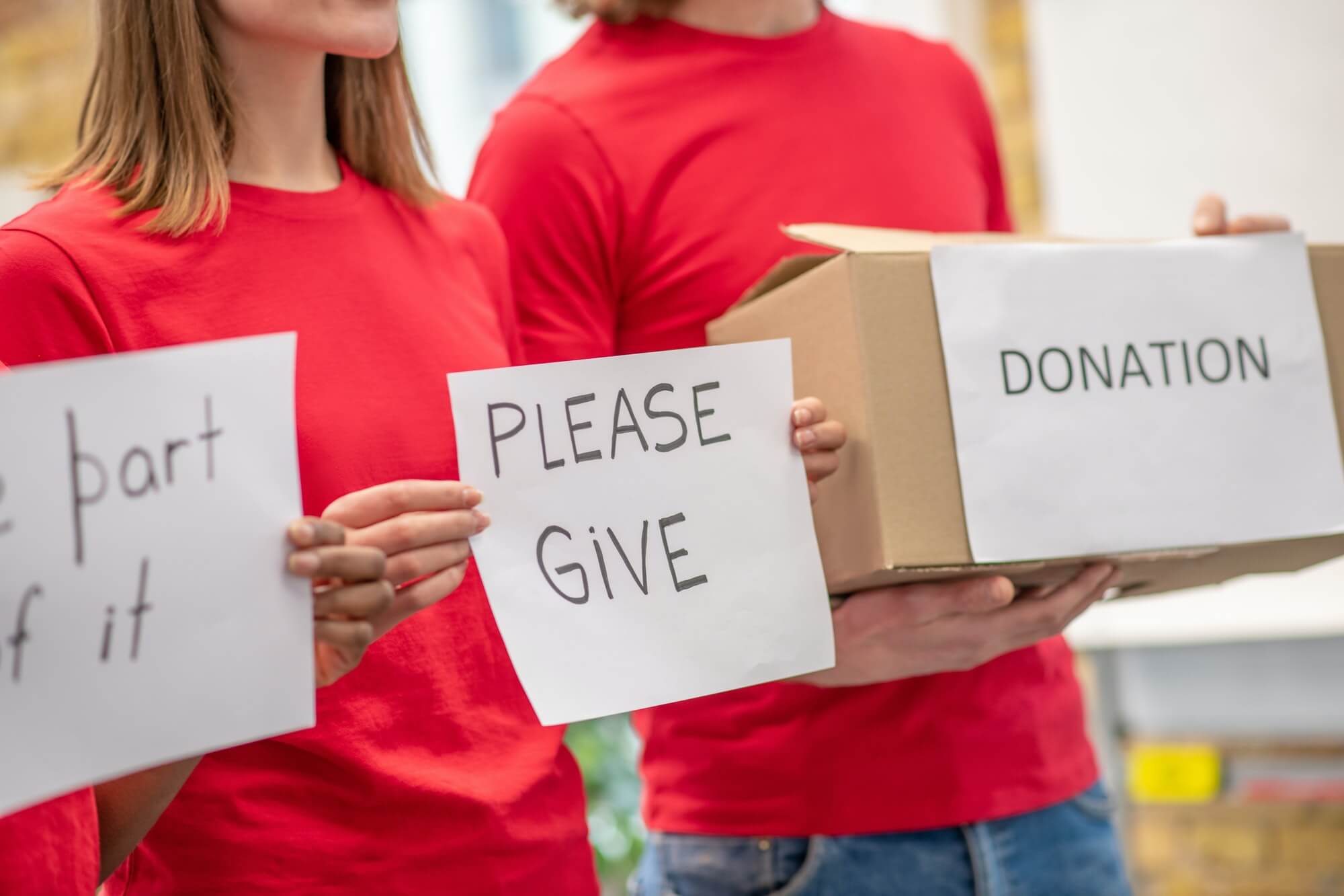 Young volunteers encouraging people to donate